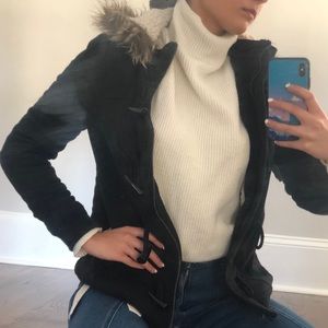 Black fur lined jacket with hood